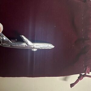 Silver Airplane Tie Clip